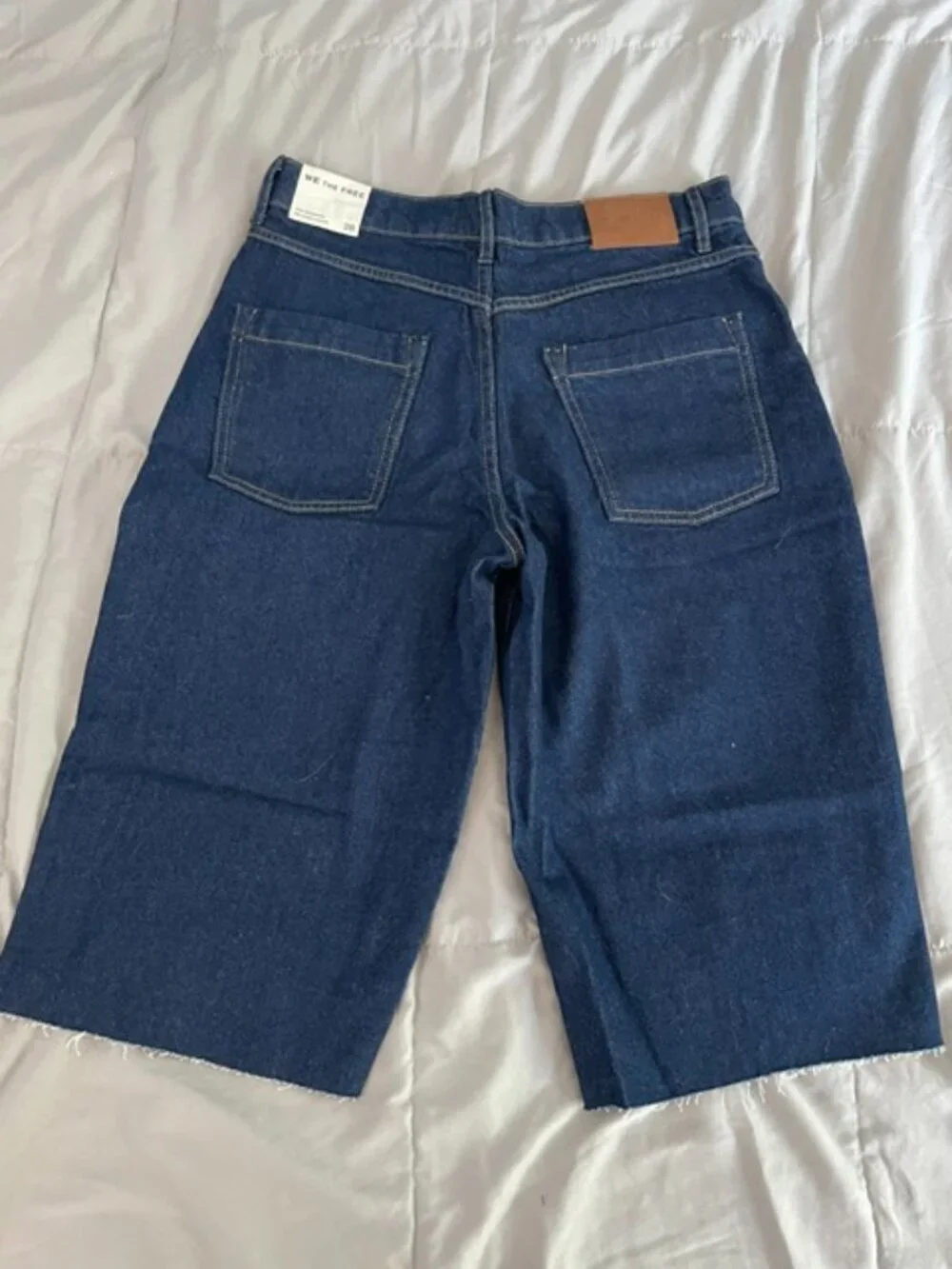 Free People Dark Blue High-Waist Denim Shorts